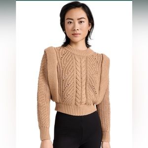NWT English Factory Tan Knitted String Shoulder Sweater XL